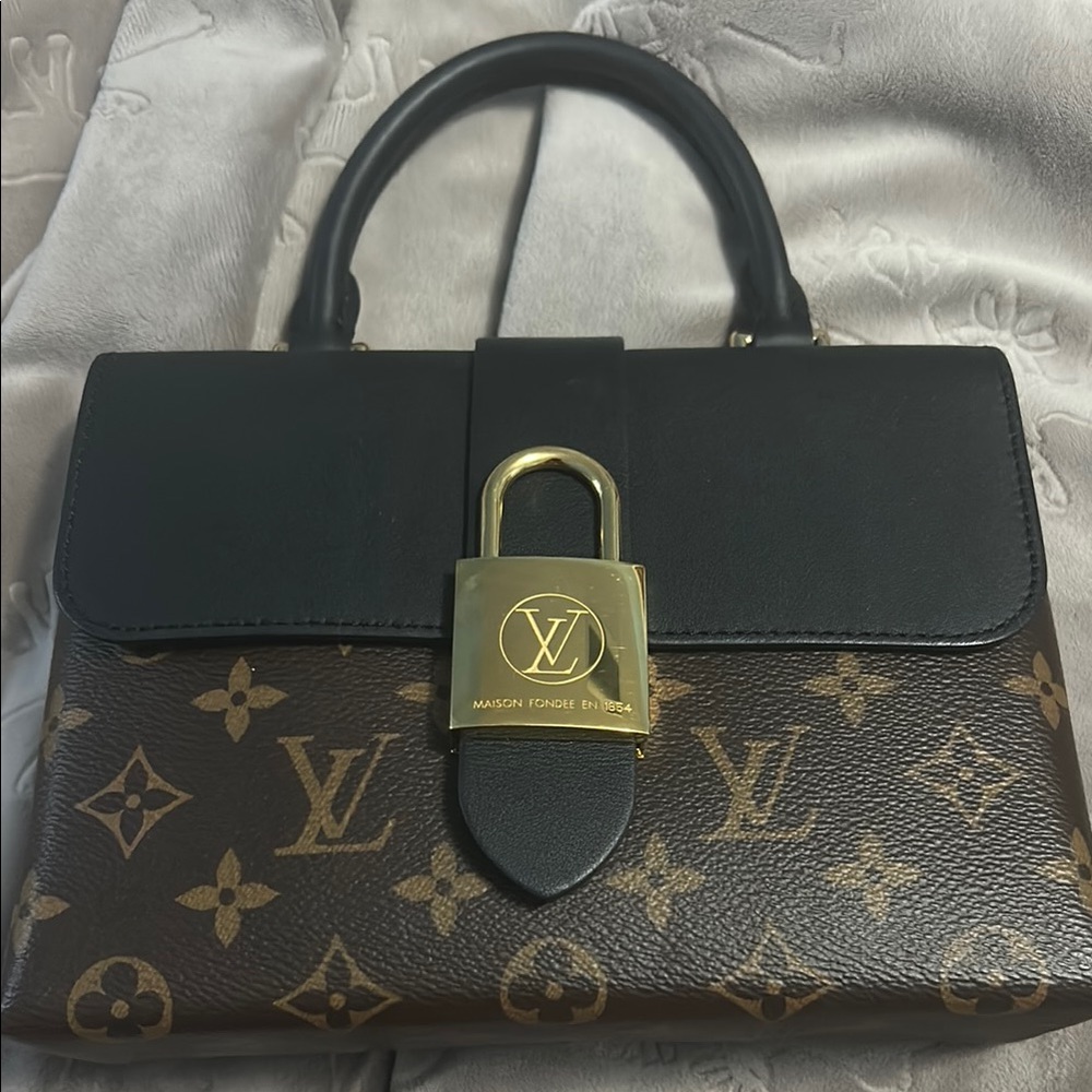 Louis Vuitton Black and Brown Satchel with Monogram Design